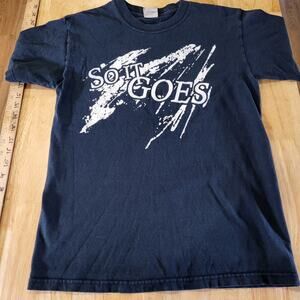 Vintage Kurt Vonnegut Quote Hanes Beefy Tshirt Black SO IT GOES Small